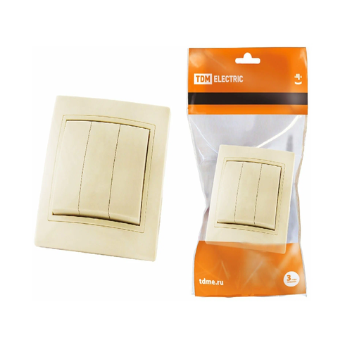 TDM Таймыр Выключатель СУ 3кл. 10А слоновая кость керамика SQ1814-0103