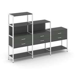 Shelf System Трехсекционный стеллаж четырех/трех/двухярусный с ящиками SN.STM-431 Антрацит/Металл Бе