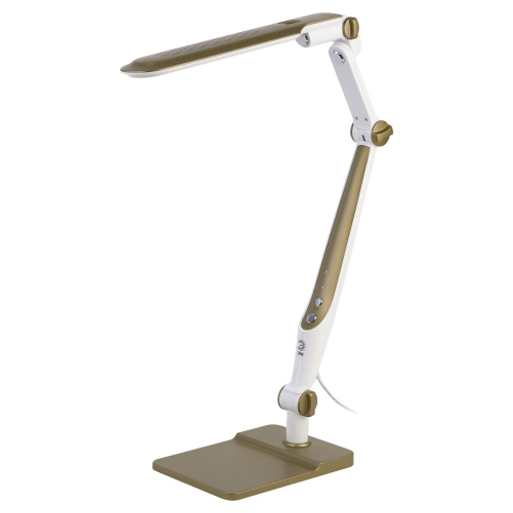 Настольный светильник ЭРА NLED-497-12W-G светодиодный на струбцине и с основанием золото | Светодиодные настольные лампы