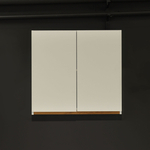 Навесной кухонный шкаф для посуды 80х32х75 Валенсия 2 двери с дубовой панелью / кухонный модуль с полкой / белый, массив дуба