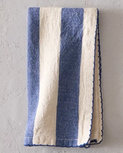 ZARA HOME ХЛОПКОВАЯ САЛФЕТКА В ПОЛОСКУ (НАБОР ИЗ 2 ШТ.), ЭКРЮ/СИНИЙ