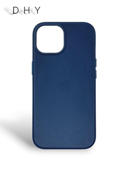 Кожаный чехол Leather Case iPhone 15 Plus, Ink Темно-синий