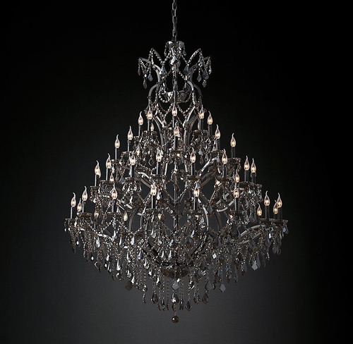 Подвесной дизайнерский светильник  19th C. Rococo Iron & Smoke Crystal Round Chandelier 60" by Restoration Hardware