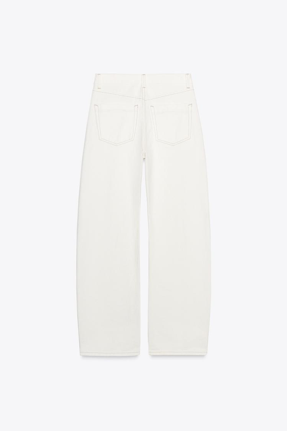 ZARA ДЖИНСЫ-БАНАНЫ TRF С ВЫСОКОЙ ПОСАДКОЙ, ЖЕЛТОВАТО-БЕЛЫЙ