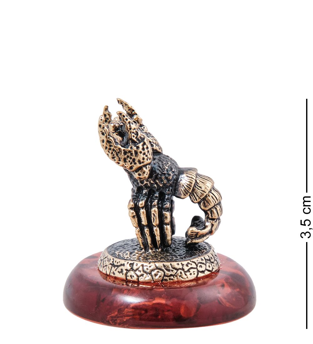 Народные промыслы AM- 556 Фигурка «Знак зодиака - Рак» (латунь, янтарь)