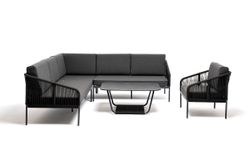 "Канны" модульная угловая лаунж-зона из роупа (веревки), цвет темно-серый