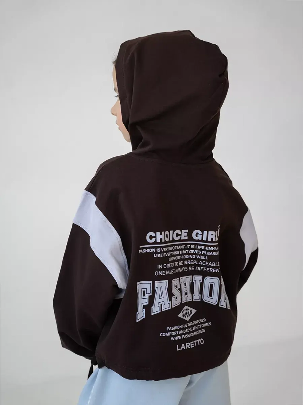 Худи для девочки коричневый с завязками