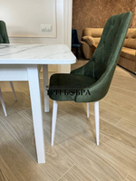 Большой кухонный стол "МАКСИ" Итальянский мрамор и стулья "ЛОНДОН" 4 шт