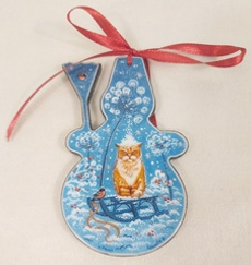 Сувенир "Снеговик" с росписью Палех в подарочном футляре