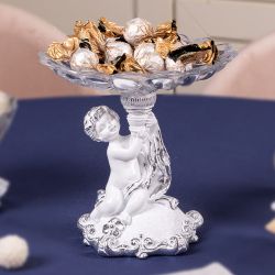 Фруктовница Эдем Белая с чашей из стекла