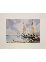 Картина авторская акварельная в паспарту 30х40 см на стену для интерьера "В порту"