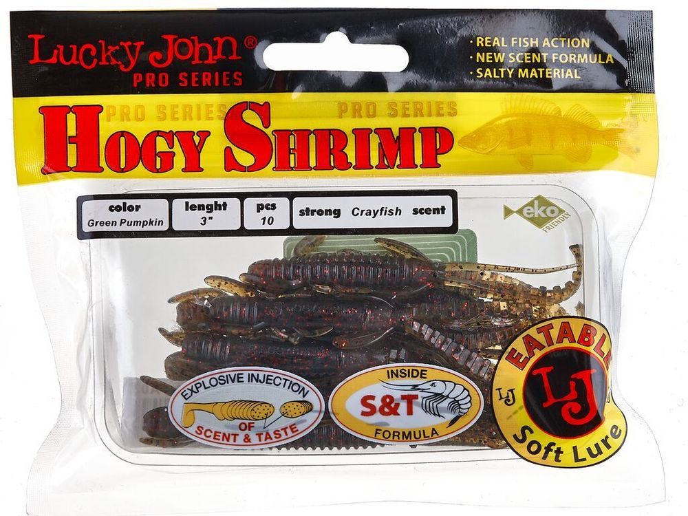 Мягкая приманка Lucky John Series HOGY SHRIMP 3.0in (76 мм), цвет PA03, 10 шт/уп