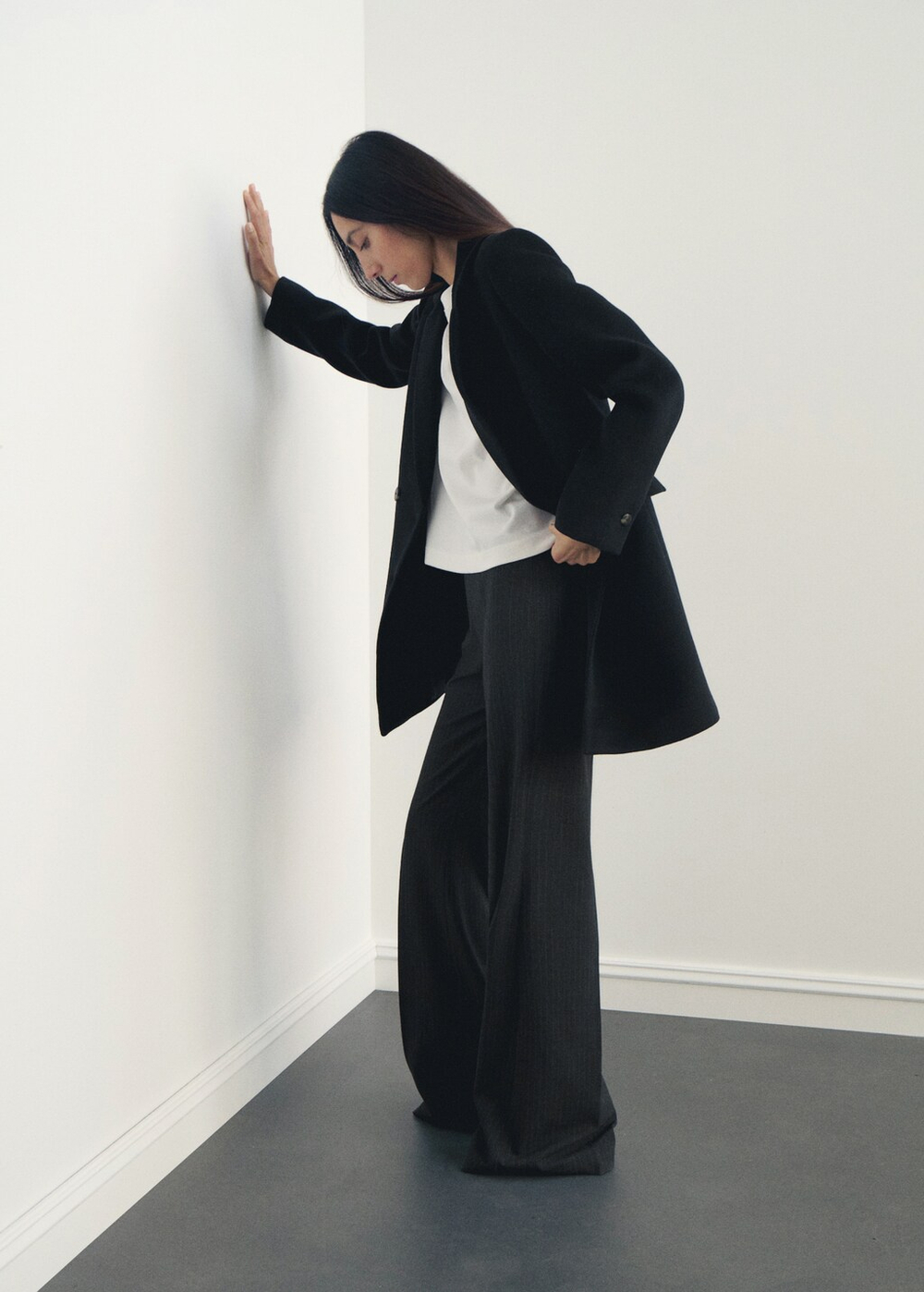 Двубортное пальто с шерстью