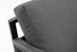 "Сан Ремо" диван 2-местный плетеный из роупа, каркас алюминий темно-серый, роуп серый, ткань серая