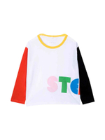 Футболка с длинным рукавом STELLA McCARTNEY Белый/Красный/Черный/Термопринт: разноцветные буквы Девочка