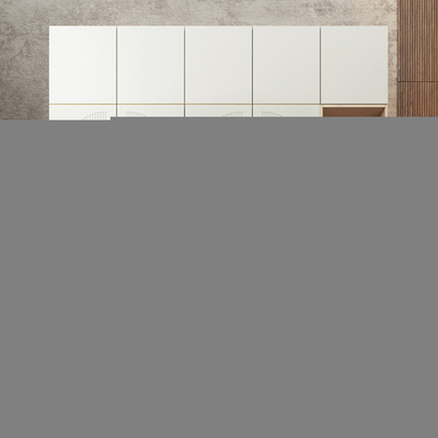 Шкаф Агератум МДФ четырехсекционный с антресолью и стеллажом Лайн керамика (0,27) А10032 матовая - Дуб Сонома 3025  210*60*220