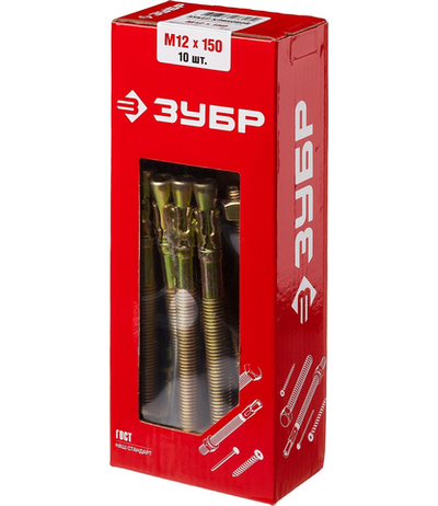 ЗУБР М12 х 150 мм, 10 шт, клиновой анкер (302032-12-150)