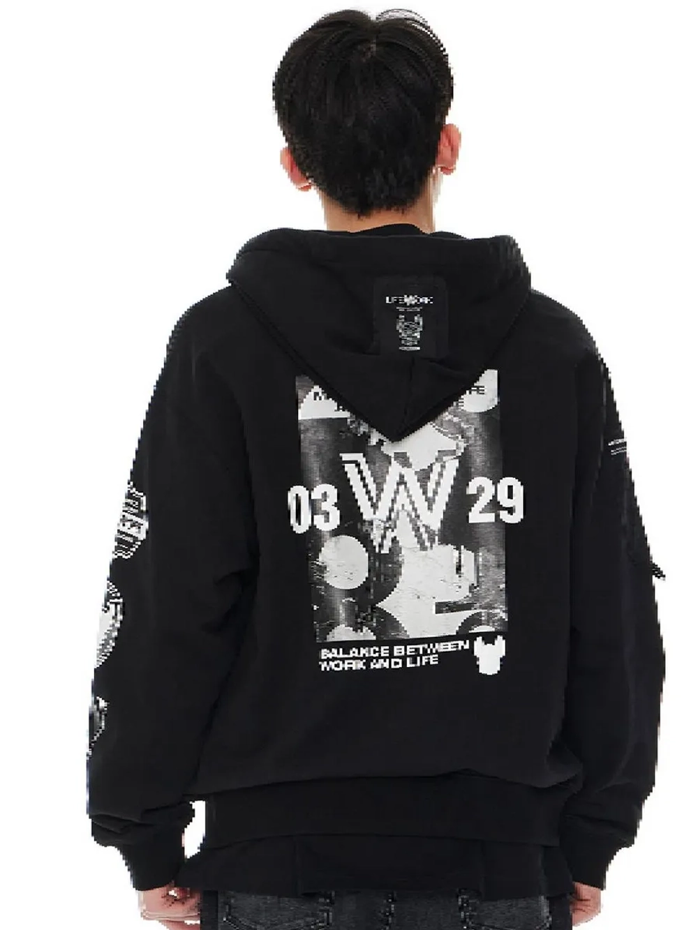 Худи на молнии с капюшоном с логотипом ladok на рукаве