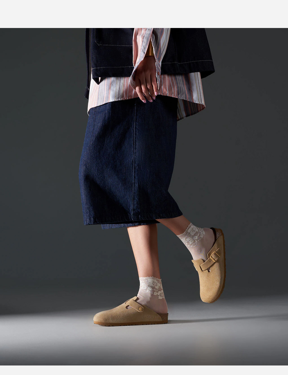 Birkenstock Boston Suede Leather Narrow Clogs "Latte Cream"