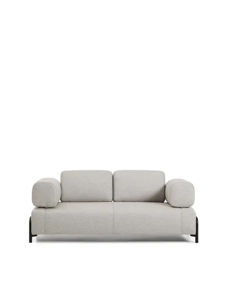 2-местный диван Compo серо-бежевого цвета с чёрным металлическим каркасом, 200 см