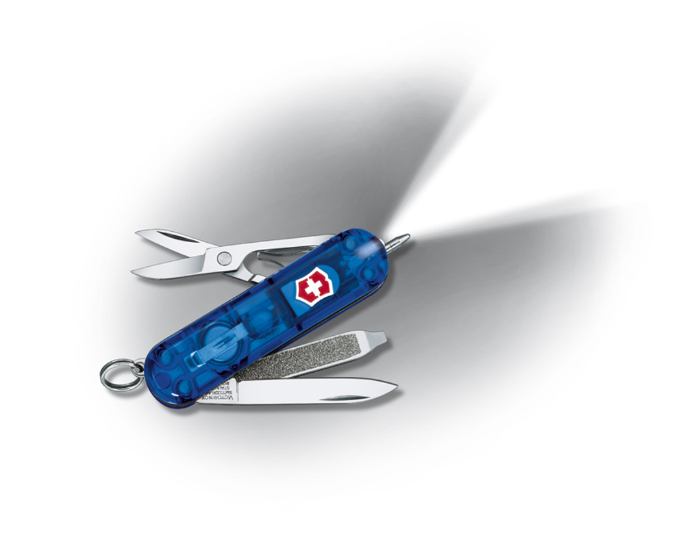 Нож-брелок Victorinox Classic Signature Lite, 58 мм, 7 функций, полупрозрачный синий