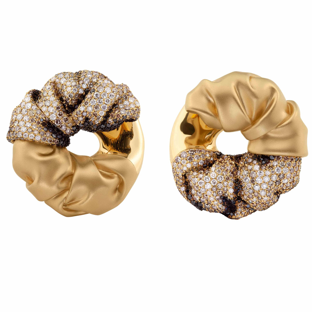 Серьги с Белыми, Черными и Шампань Бриллиантами и сапфирами, E0132-3/1