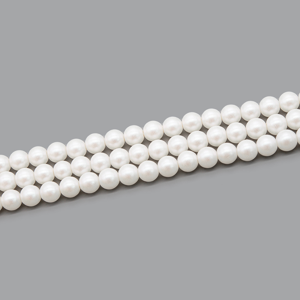 Хрустальный жемчуг, оттенок "Shimmer Snow", шар 4мм, перламутрово-сатиновое улучшенное покрытие