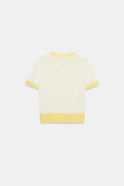 ZARA ТРИКОТАЖНЫЙ ТОП С КОРОТКИМ РУКАВОМ, РАЗНОЦВЕТНЫЙ
