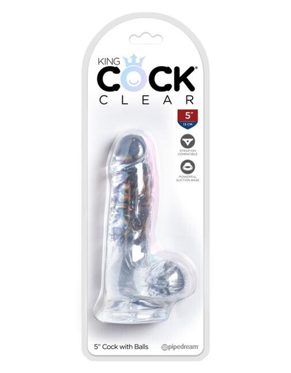 Фаллоимитатор с мошонкой на присоске King Cock Clear 5 Cock with Balls, прозрачный (Цвет: прозрачный)