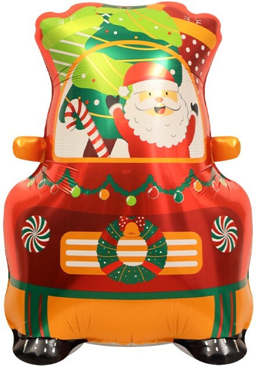 Шар 3D (47''/119 см) Фигура на подставке, Автомобиль Деда Мороза, 1 шт. в уп.