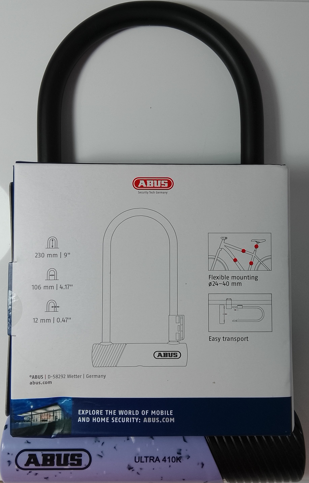 Замок ABUS U образный 410K/170HB230 фиолетовый SH Ultra