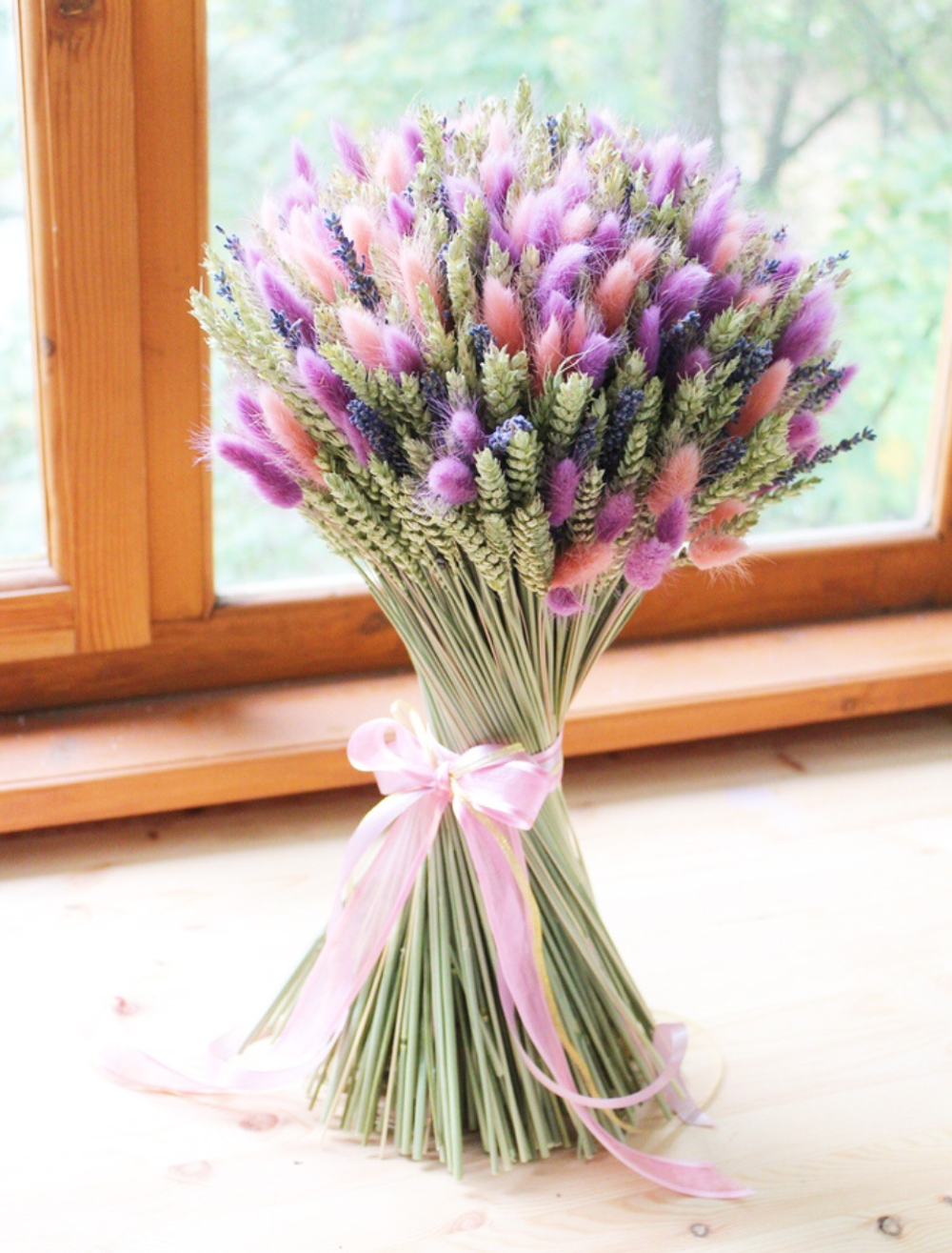 Букет сухоцветов большой - Контрастная лаванда  45х30 см