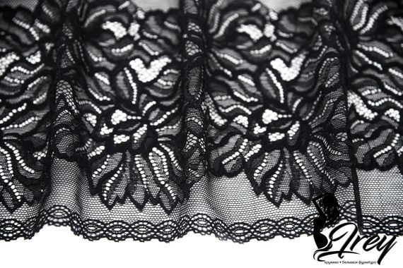 652 ОПТ Кружево эластичное 17 см, Италия, черный 170