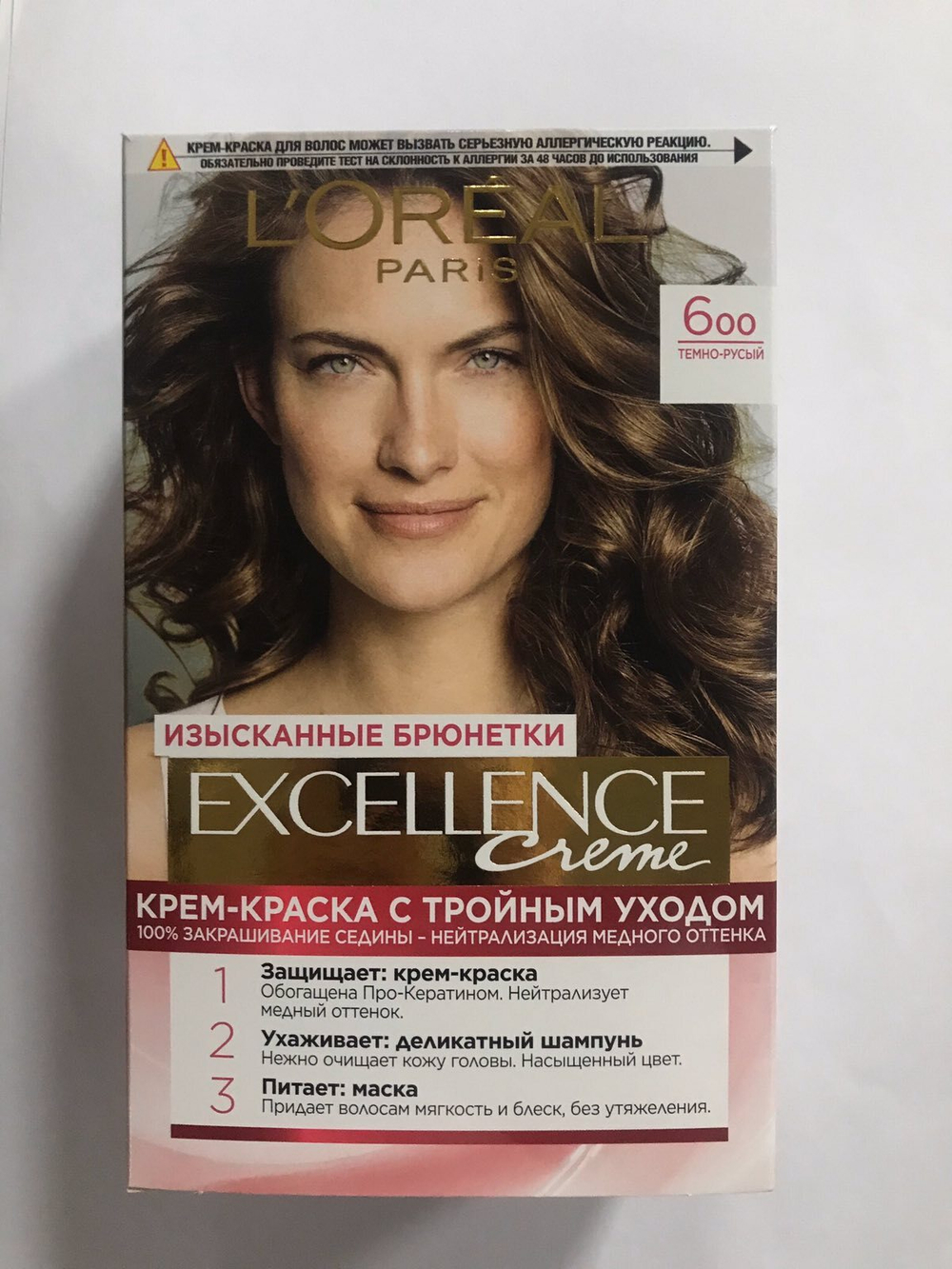 L'Oreal Paris Краска для волос Excellence-Crème, тон №600, Темно-русый, 48 мл, н/д