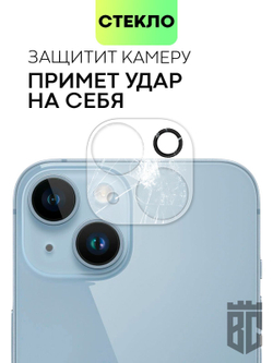 Стекло на камеру BROSCORP для Apple iPhone 14;Apple iPhone 14 Plus оптом (арт. IP14-CLEAR-CAM-GLASS)
