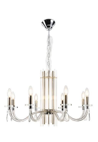 Подвесная люстра Crystal Lux AURELIO SP8 GOLD+CHROME/TRANSPARENT