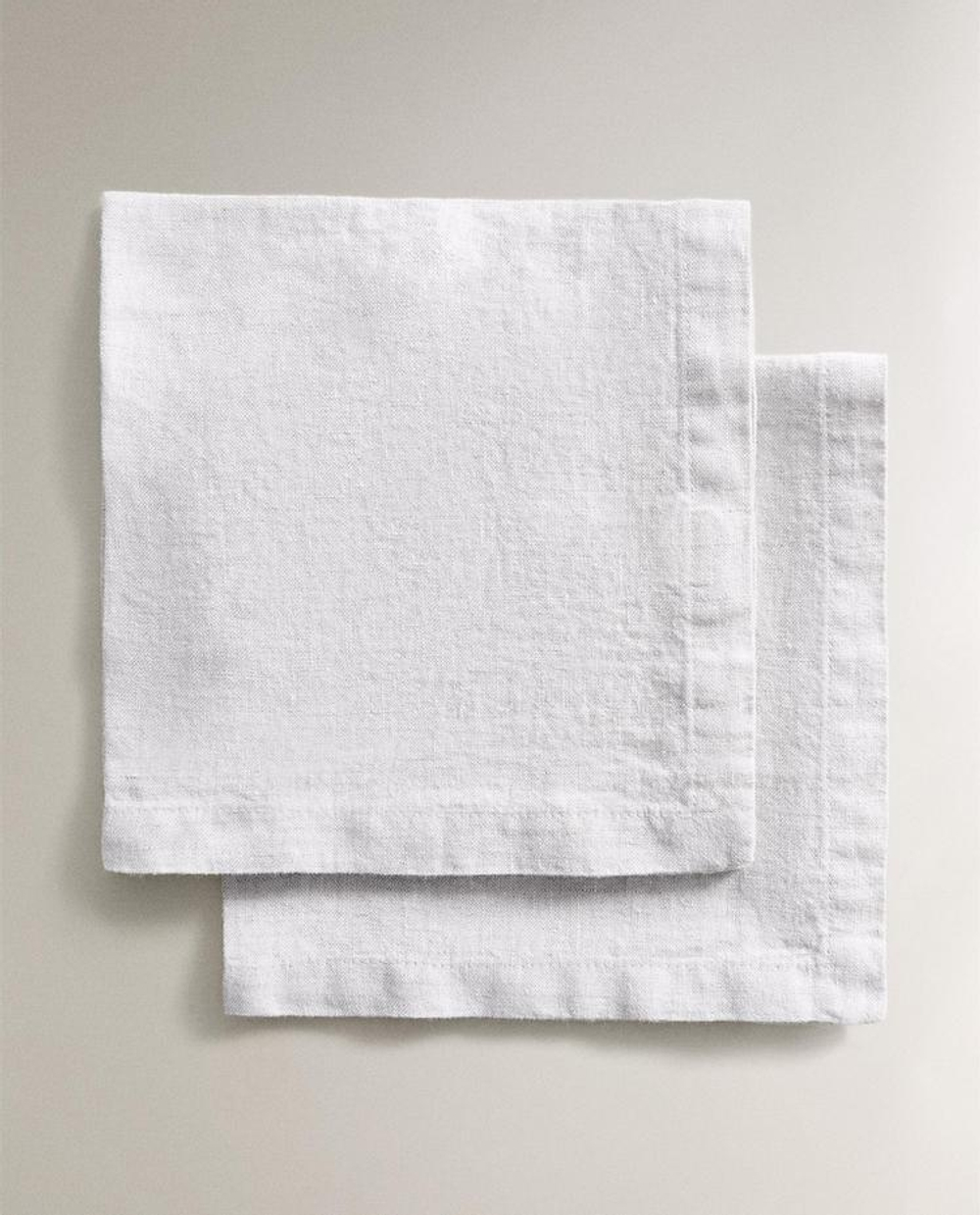 ZARA HOME ЛЬНЯНЫЕ САЛФЕТКИ (НАБОР ИЗ 2 ШТ.), БЕЛЫЙ