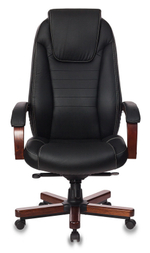 Кресло руководителя Бюрократ T-9923WALNUT, черный, кожа