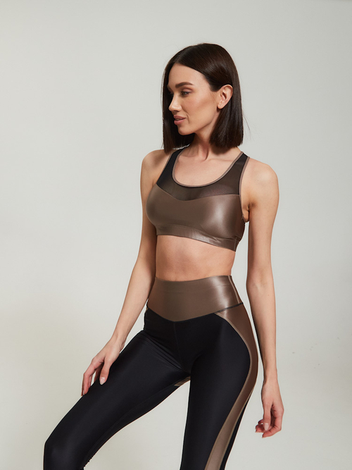 Коричневый топ-бра со съемными чашками