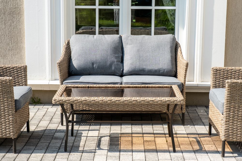 "Овьедо" лаунж-зона из искусственного ротанга на 4 персоны, цвет соломенный