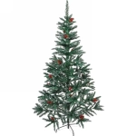 Ёлка «Морозное утро» 180 см, ПВХ с шишками, ягодами и белым инеем (490 веток)