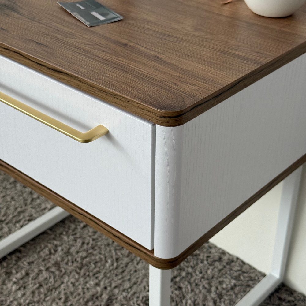 Тумба прикроватная на ножках ROYAL 5201 эко (Дуб Веллингтон-Белый-р.золото)