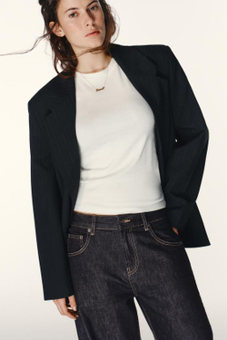 ZARA ДЖИНСЫ TRF С БОКОВЫМИ МОЛНИЯМИ, ТЕМНЫЙ ИНДИГО