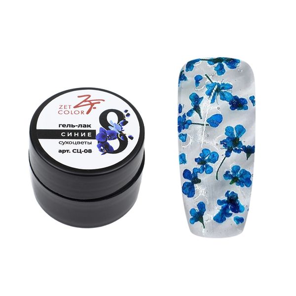 Zet Color, Гель-лак с сухоцветами голубые 4,5 мл