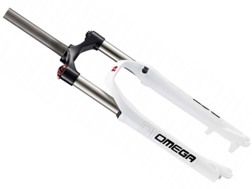 Вилка аморт. 1-0071 26"х28,6 шток 260мм пруж.-масл. рег. гидр. блок. 100мм D белая RST OMEGA TNL