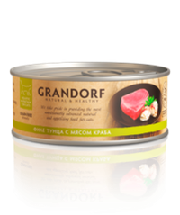 Grandorf 70г Влажный корм для кошек  Tuna & Crab, беззерновой, филе тунца с мясом краба