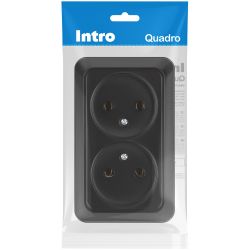 Розетка Intro Quadro 2-203-05 двойная без заземления 2х2P 16А-250В IP20 ОУ антрацит | Intro