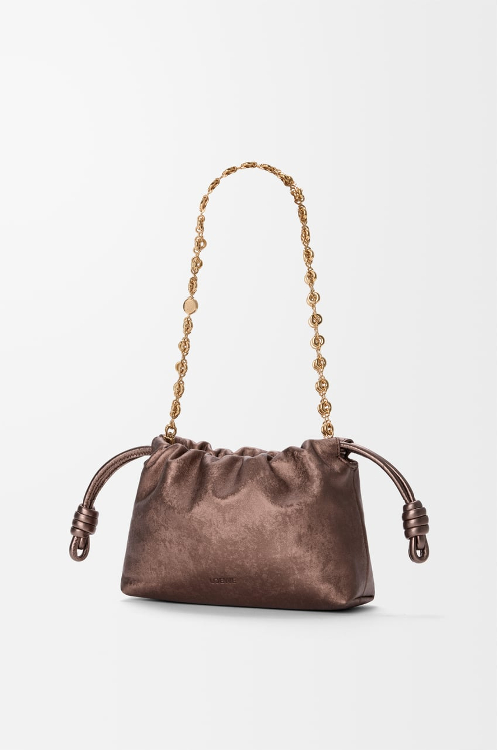 Loewe Мини-сумка Flamenco из телячьей кожи с муаровым принтом, бронзовый