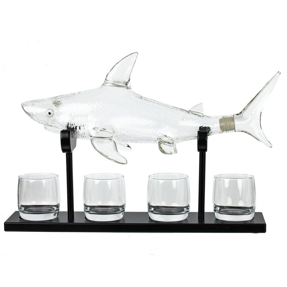 GAEM Графин "Акула" 1300 мл с 4-мя стаканами 290 мл, L54,5 W11 H34 см