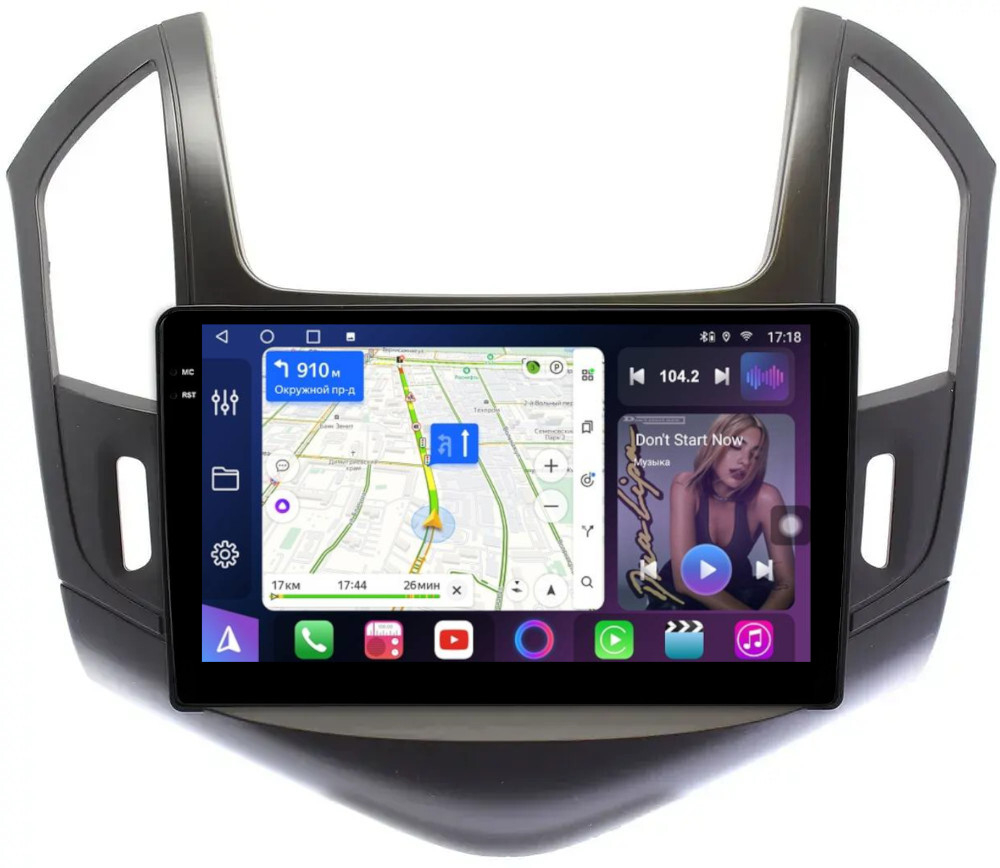 Магнитола для Chevrolet Cruze 1 2012-2015 (рамка черная) - FarCar BM261M монитор 9.5" QLED на Android 14, TS10, 4+32Гб, CarPlay, 4G SIM-слот